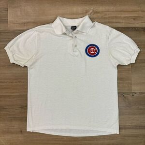 Vintage 90s Screen Stars Chicago Cubs MLB White Polo Shirt Men’s Medium USA